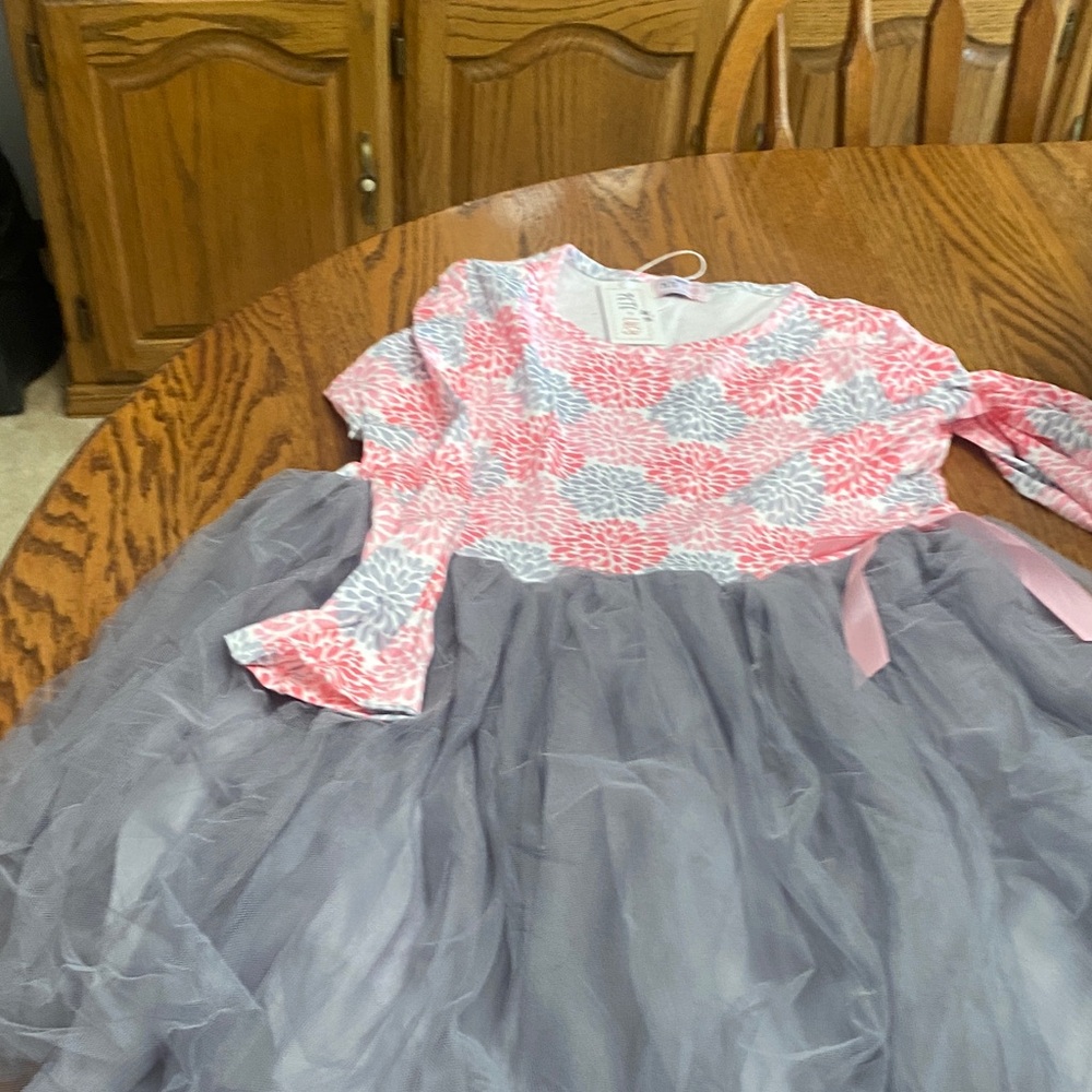 Pink and Gray Kids Casual Dress